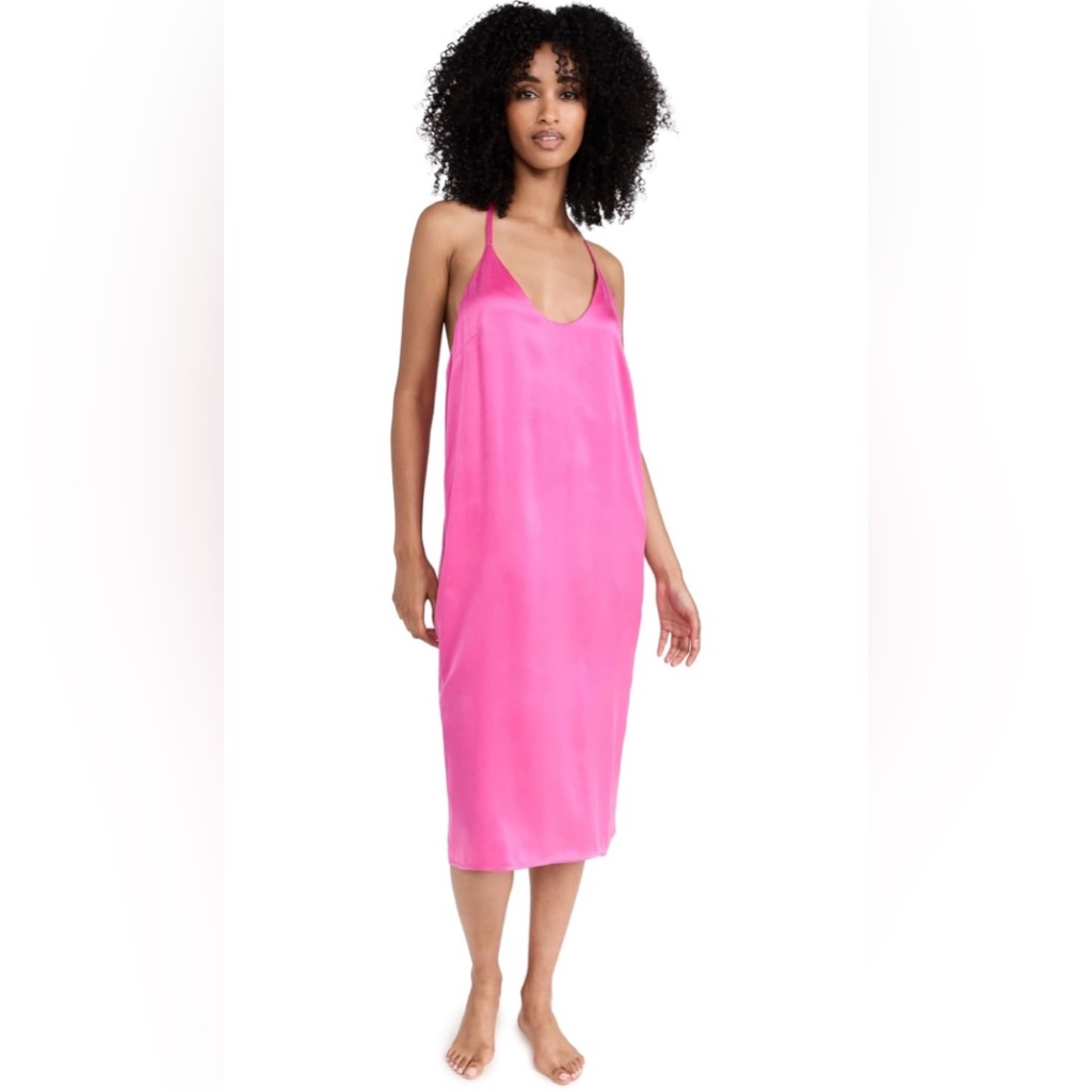 Lunya Caffeinated Pink Silk Slip Dress Xs/S